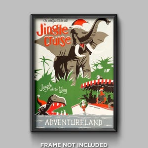 Jingle Cruise Christmas Print Poster Disneyland Disney World Jungle Cruise Color Adventureland Wall Art Decor Skipper Back Side Water - 3675