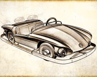 Autopia Disneyland Tomorrowland Concept Art Poster Print Wall Art