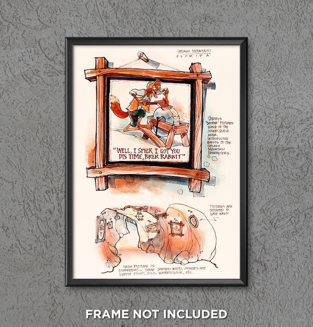 Splash Mountain Disney World Concept Art Poster Print Brer Rabbit Fox ...