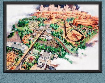 Cars Land Radiator Springs Racers Concept Art Poster Print California Adventure Disneyland Resort Wall Art Decor Attraction Pixar 3534