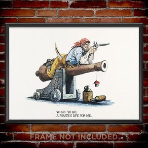 Pirates of the Caribbean Pirate on Cannon Scene Concept Art Print Poster Disney World Disneyland New Orleans Adventureland Wall Decor 4024