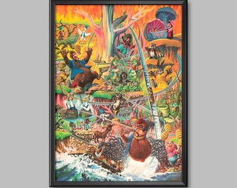 Splash Mountain Attraction Poster Print Brer Rabbit Fox Bear Frog Gator Disney World Disneyland Magic Kingdom Song South Wall Art Decor 3910