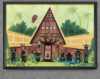 Disneyland Tiki Room Poster Art Print Dole Whip Parrot Disney World Magic Kingdom 45th Anniversary Adventureland Sign Wall Art Decor - 3824