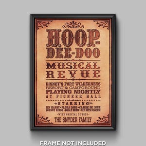 Hoop Dee Doo Musical Review Personalized Menu Fort Wilderness Campground Art Print Disney World Poster Magic Kingdom Wall Art Decor - 3477