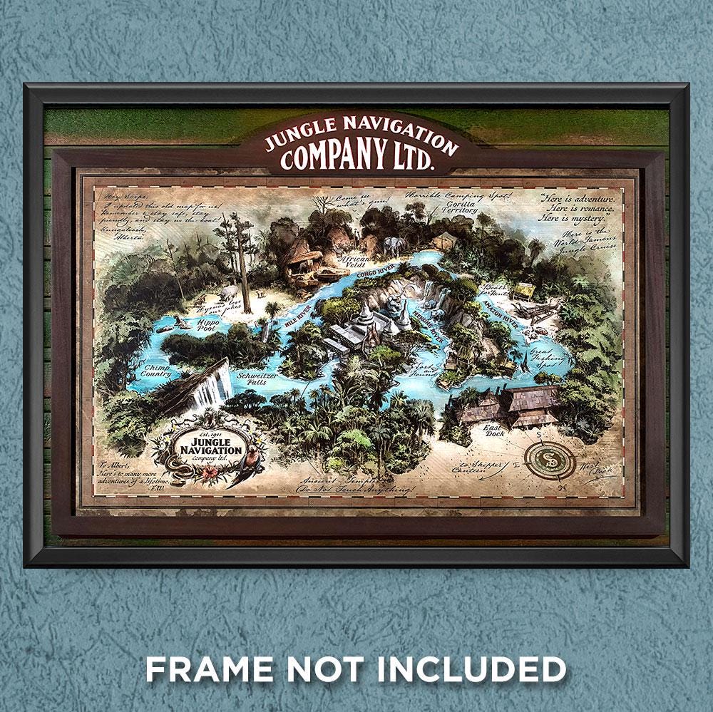 Jungle Cruise New Updated Map Print Poster Update Disney World ...