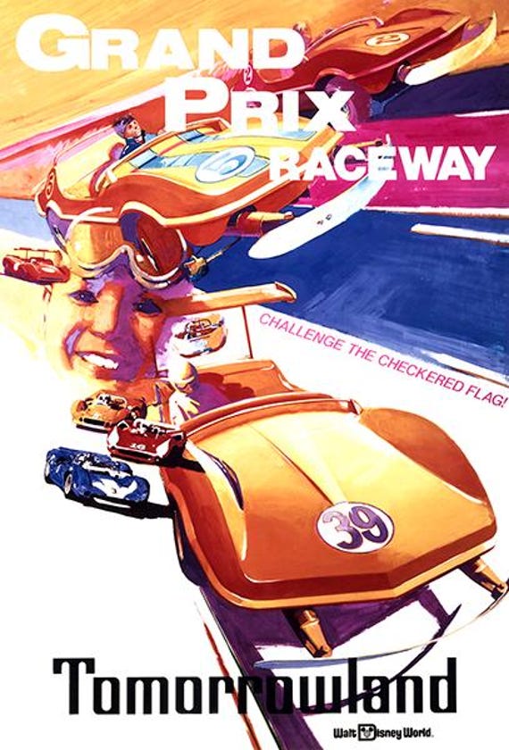 Grand Prix Raceway Tomorrowland Attraction Poster Print Disney