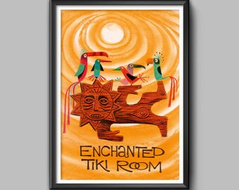 Disney Tiki Room Poster Wall Art Decor Concept Art Print Disneyland Enchanted Adventureland Sign Parrot Walt Disney World Magic Kingdom 3167