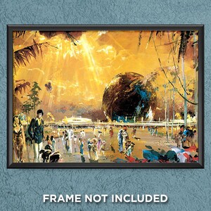 Epcot Center Spaceship Earth Poster Print Attraction Concept Art Disney World Future World Fountain Prism Monorail Wall Art Decor - 3773
