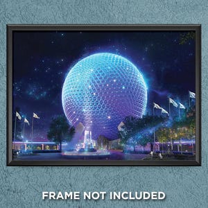 Disney World 50th Anniversary Epcot Center Print Poster Iridescent Magical Celebration Wall Art Print Spaceship Earth Wall Decor - 3766