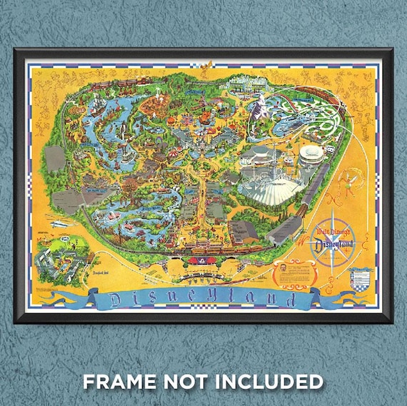 Disneyland Map Print Poster 1968 Reproduction Adventureland Main