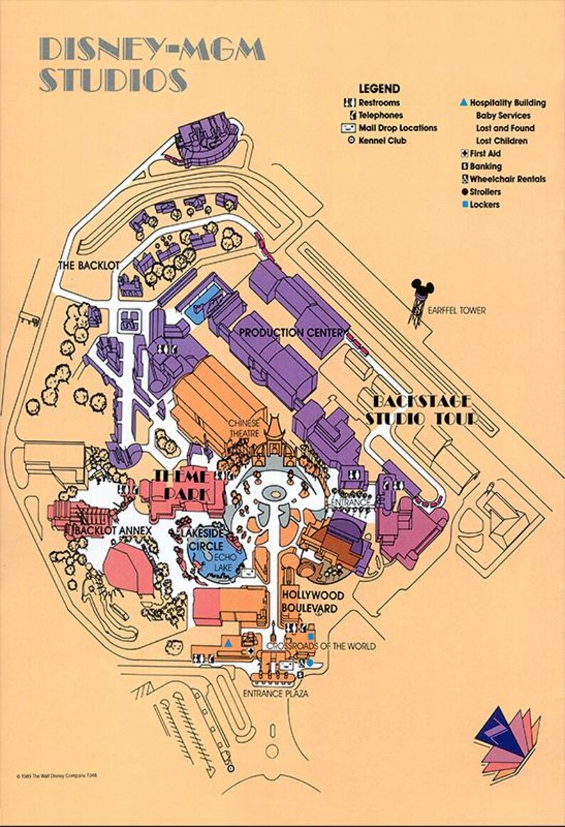 Disney World MGM Hollywood Studios Map Print Poster Disney MGM Studios ...