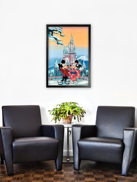 Tokyo Disneyland Castle Mickey Minnie Winter Wonderland Print