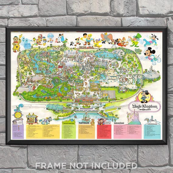 Disney World 1979 Magic Kingdom Guide Map Print Poster