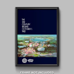 Epcot Center Disney World Print Map Poster 1982 21st Century Begins Wall Art Print Spaceship Earth Disney World Showcase Wall Decor - 3285