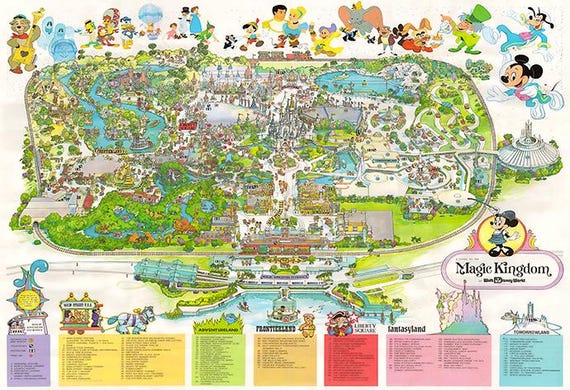 Disney World 1979 Magic Kingdom Guide Map Print Poster