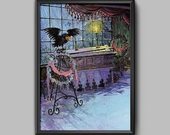 Haunted Mansion LP Record Casket Scene Poster Print Crow Disneyland Disney World Wall Art Decor Grim Grinning Hatbox Ghost Host 3488