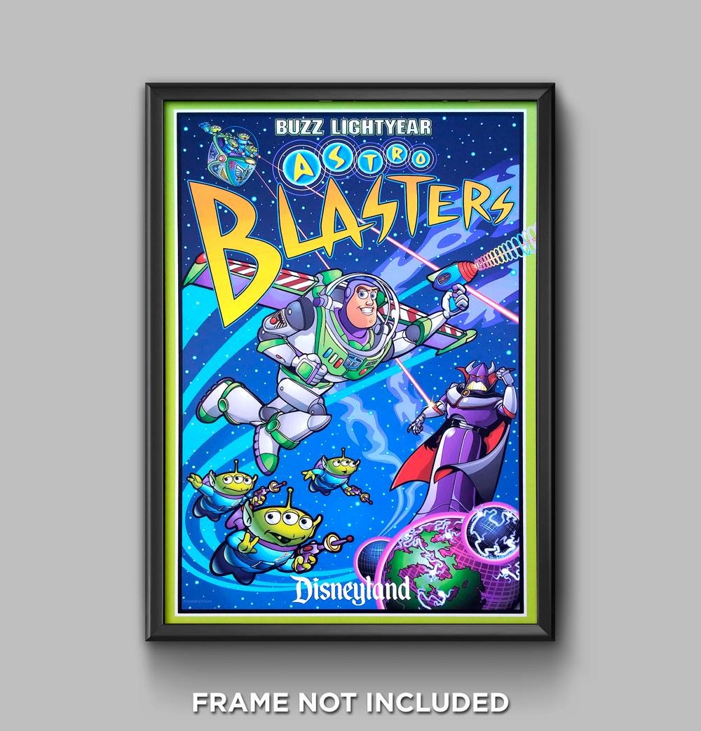Buzz Lightyear Astro Blasters Print Poster Tomorrowland Disneyland ...