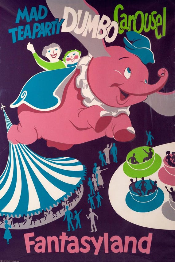 Disney Dumbo Poster Disneyland Fantasyland Magic Kingdom