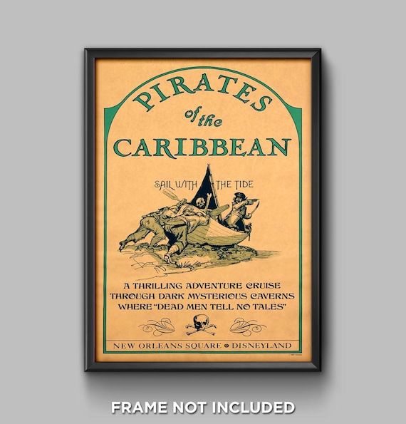 Pirates of the Caribbean Disneyland Attraction Sign Print Poster