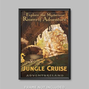 Jungle Cruise Explore Mysterious Rivers of Adventure Attraction Print Poster Skipper Disneyland Disney Wall Art Decor Back Side Water 3886