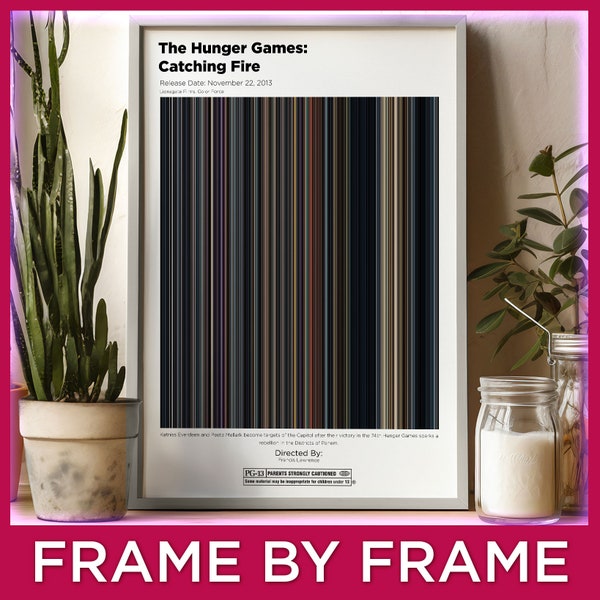 THE HUNGER GAMES 2 Catching Fire  Barcode Poster Wall Art - Movie Print Wall Decor - Hunger Games Poster Large Frame Gift Framed MB0036