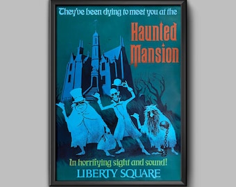 Haunted Mansion Poster Hitchhiking Ghosts Phineas Ezra Gus Ghost Beware Disneyland Disney World Wall Art Decor Grim Grinning Ghost Host 3436