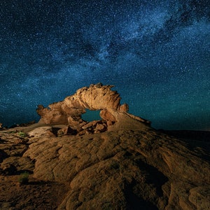 Sunset Arch Milky Way Wall Art, Utah photography, desert landscape,home decor, office decor, landscape photography, red rock art,desert art