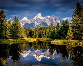 Majestic Grand Teton Reflection - National Park Photo - mountain art - landscape print, digital print