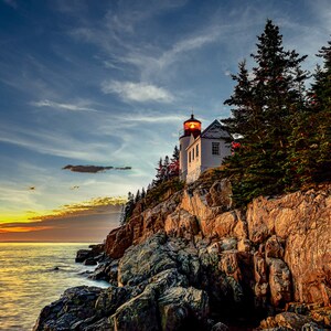 Bass Harbor Lighthouse in Acadia National Park Sunset Wall Art For Home and Office, Maine photography,