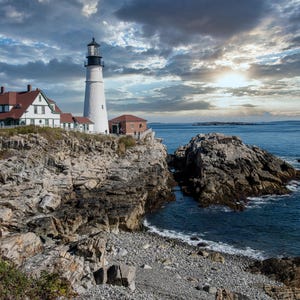 Portland Head Lighthouse, foto Maine, kunst aan de muur Maine, Maine print, woondecoratie, vuurtoren foto kantoorinrichting, foto Maine