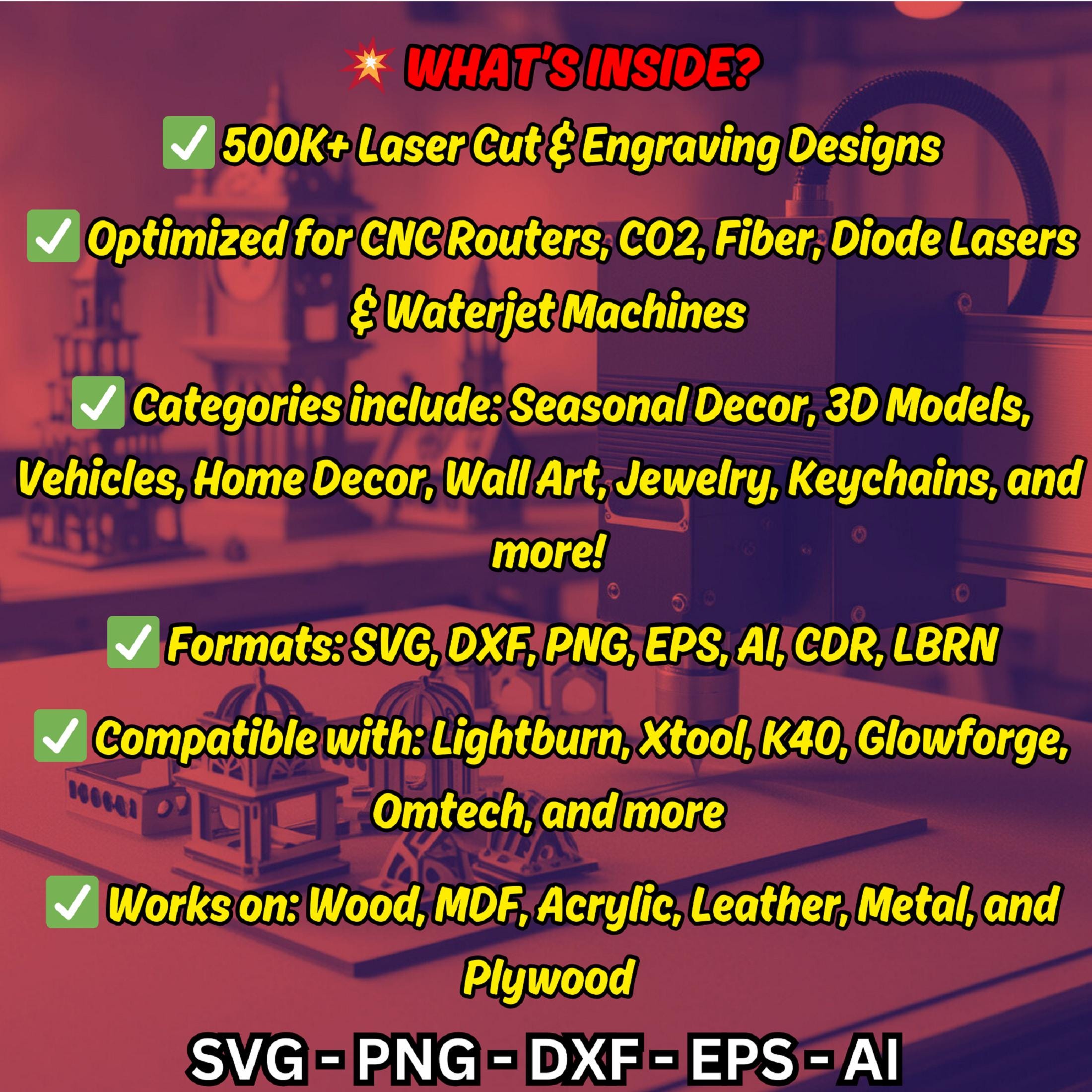 Laser Cut Files Mega Bundle, 500K Files 3D 2D Lasecut Designs CNC Files ...