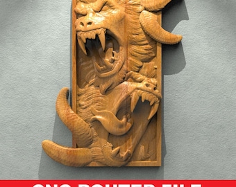 Demon Monster 3D STL Model for CNC Router and 3D Printer, Gothic Wall Art Relief Design, Mythical Beast Wood Carving
