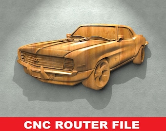 Classic Car STL Model CNC Router Engraver Artcam Aspire CNC files Wood Art Wall Decor VCarve Relief Cut3d
