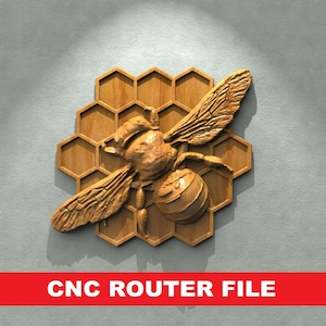 Bee STL File CNC Router Engraver, 3D Relief File Artcam Aspire CNC files Wood Art Wall Decor VCarve Relief Cut3d