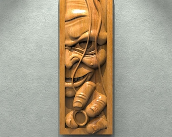 Gollum STL File CNC Router, 3D Relief File Artcam Aspire CNC Wall Decor VCarve Relief Cut3d