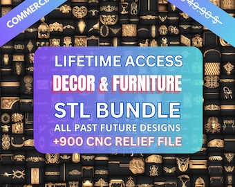 CNCルーター装飾＆家具レリーフファイルメガバンドル、900ピース壁装飾、CNCルーター用STLファイル、CNCカッター用STLファイル、彫刻機