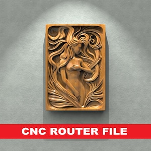 Girl Panno STL Model CNC Router Engraver Artcam Aspire CNC files Wood Art Wall Decor VCarve Relief Cut3d