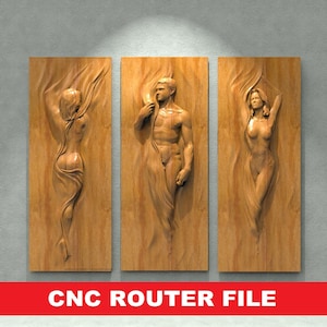 Girl and Boy Panno STL Model CNC Router Engraver Artcam Aspire CNC files Wood Art Wall Decor VCarve Relief Cut3d Aspire