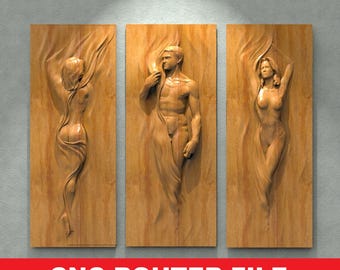 Girl and Boy Panno STL Model CNC Router Engraver Artcam Aspire CNC files Wood Art Wall Decor VCarve Relief Cut3d Aspire
