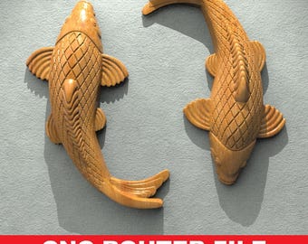 Cnc Router Files, Carp Cnc Stl Files For Wood, Fish 3D Bas Relief Files CNC files Wood Art Wall Panel