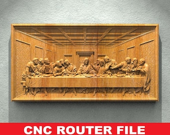 Religious Wall Art STL, The Last Supper Relief (CNC Router, 3D Print)