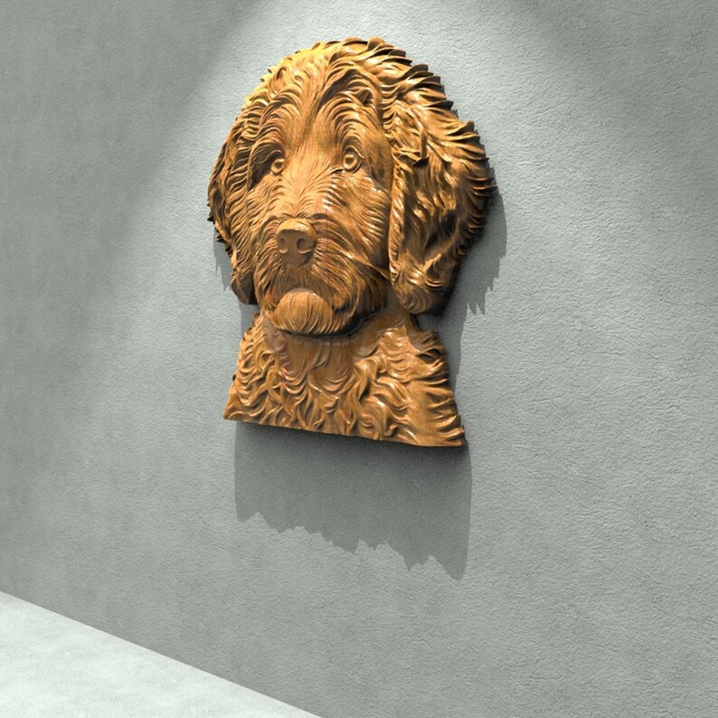 CNC Router File Dog Portrait STL - Labradoodle Relief Carving Model ...