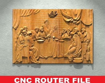 The Last Supper 3D STL Model for CNC Router and 3D Printer Relief Engraving
