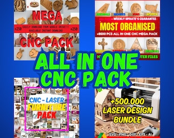 CNC Mega Bundle – 500K+ Laser & Router Files | Reliefs, Trays, Furniture | Stl Dxf Svg | Instant Download – Commercial Use