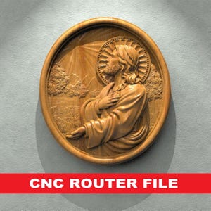 Jesus Chris STL File CNC Router Engraver, 3D Relief File Artcam Aspire CNC files Wood Art Wall Decor VCarve Relief Cut3d