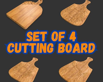 Set Of 4 Cutting Board Tray Cnc Router Files For Wood, Files For Cnc Router, Dxf, Dwg, Eps, Stl, Svg, Cnc Router, Laser Cutter, Engraver