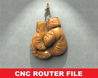 Boxing Gloves Hang STL Model CNC Router Engraver Artcam Aspire CNC files Wood Art Wall Decor VCarve Relief Cut3d