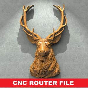 Deer Head STL File CNC Router Engraver, 3D Relief File Artcam Aspire CNC files Wood Art Wall Decor VCarve Relief Cut3d