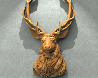 Deer Head STL File CNC Router Engraver, 3D Relief File Artcam Aspire CNC files Wood Art Wall Decor VCarve Relief Cut3d