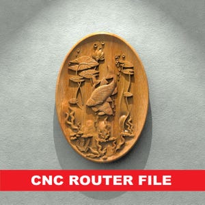 Fish STL File CNC Router Engraver, 3D Relief File Artcam Aspire CNC files Wood Art Wall Decor VCarve Relief Cut3d